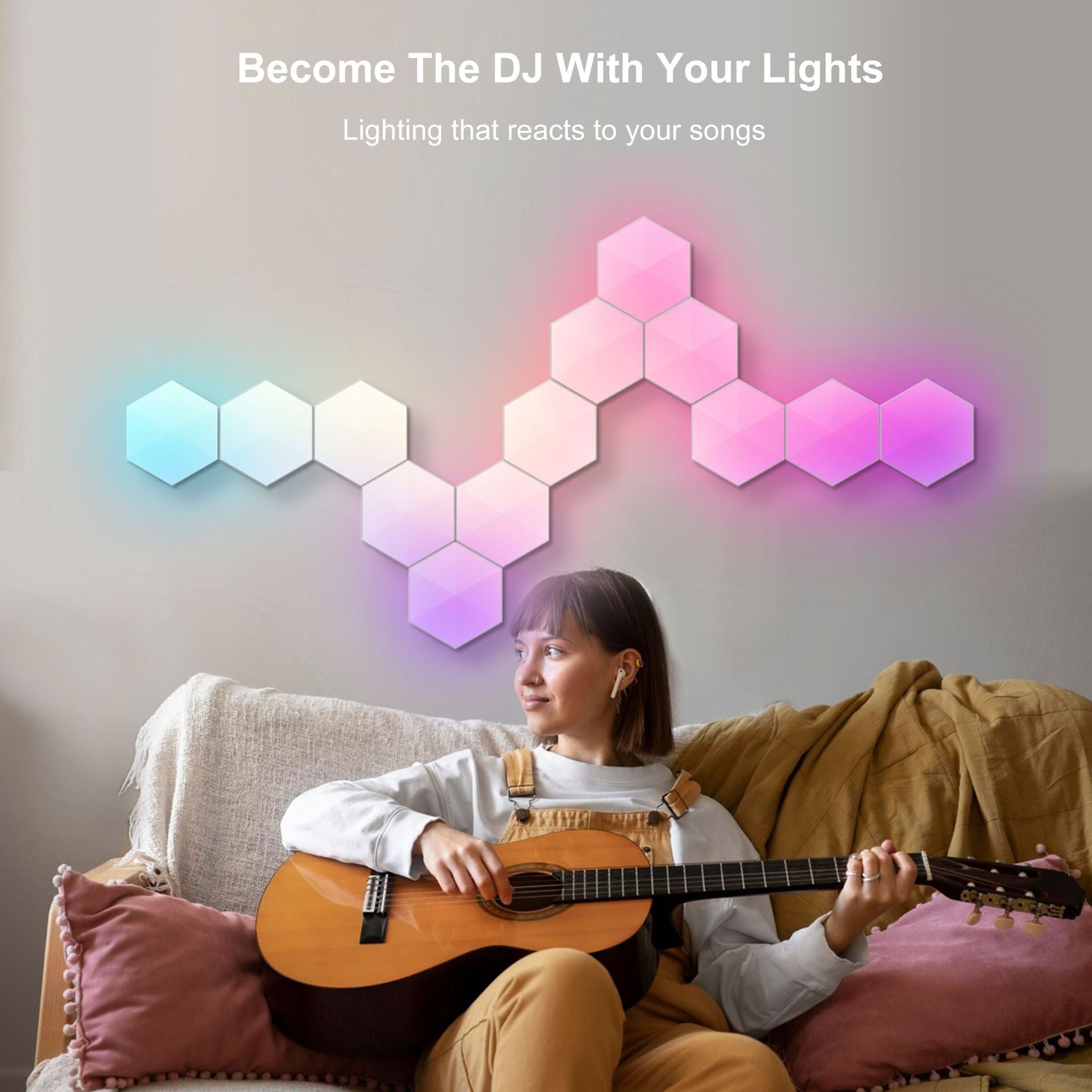 Graffiti Hexagonal Quantum Lampe côté lit Lampe murale E-sports Ambiance Light Smart Honey