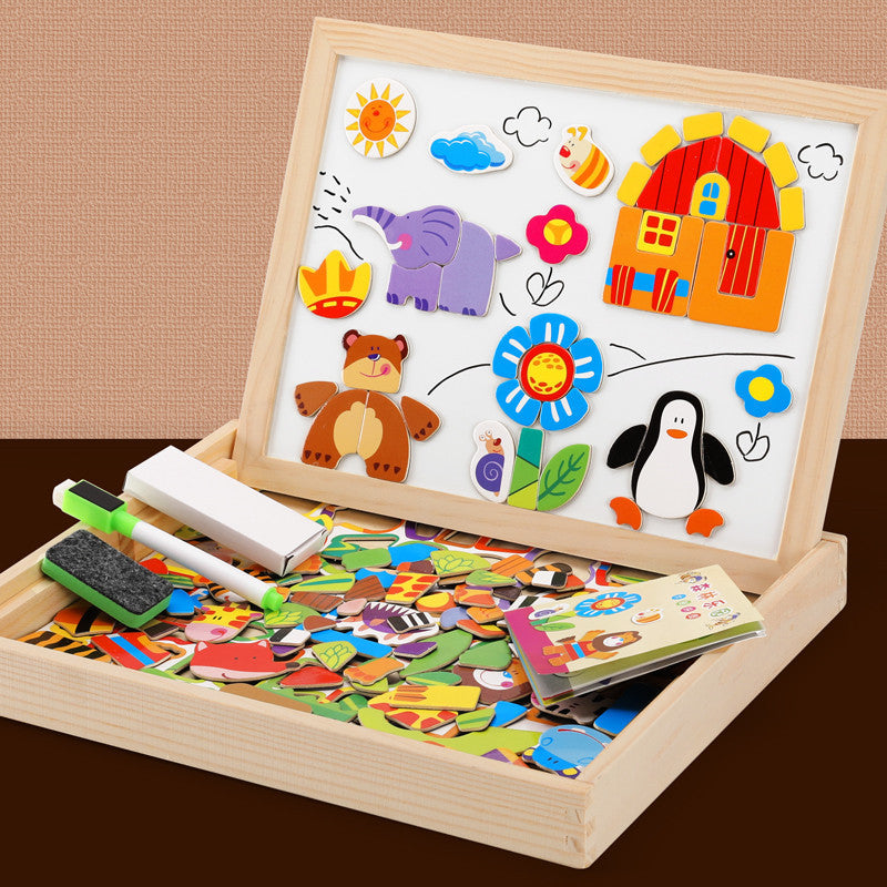MWZ Magnetic Joypin Animal Zodiac Tableau de dessin double face Enfants Jigsaw éducatif P