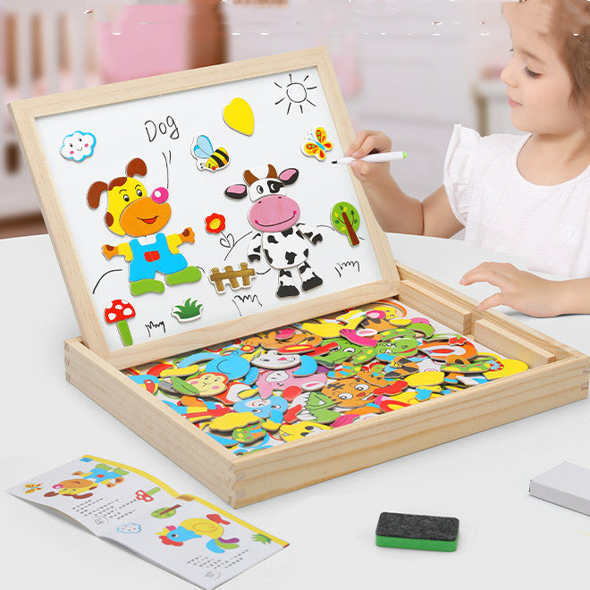 MWZ Magnetic Joypin Animal Zodiac Tableau de dessin double face Enfants Jigsaw éducatif P