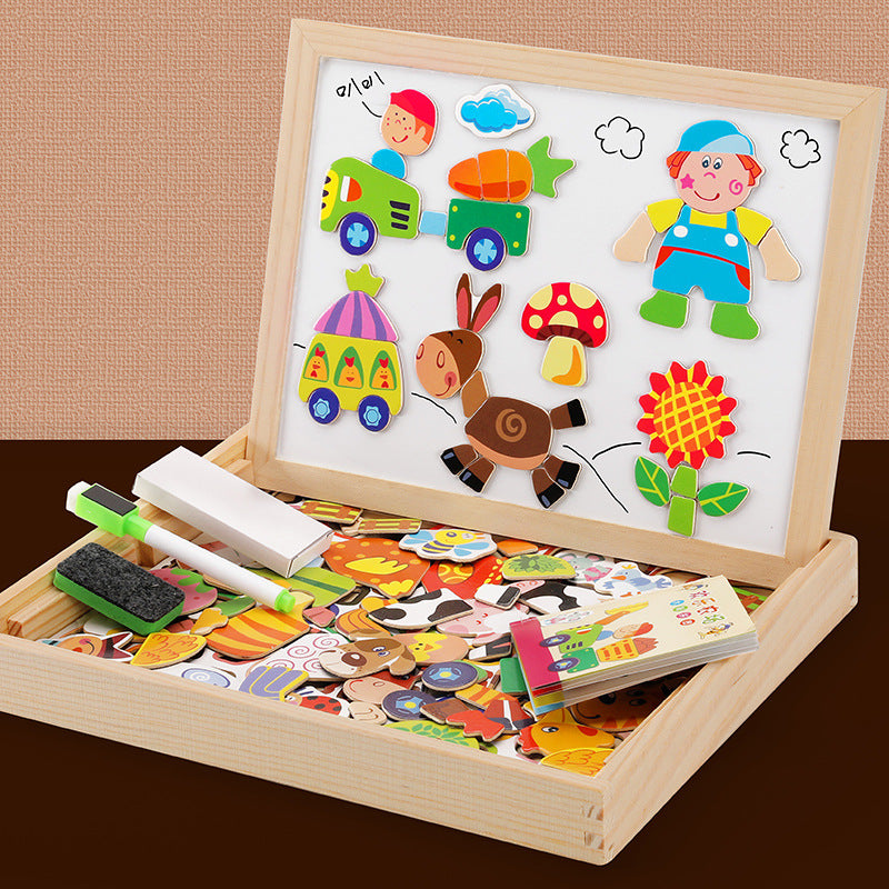 MWZ Magnetic Joypin Animal Zodiac Tableau de dessin double face Enfants Jigsaw éducatif P