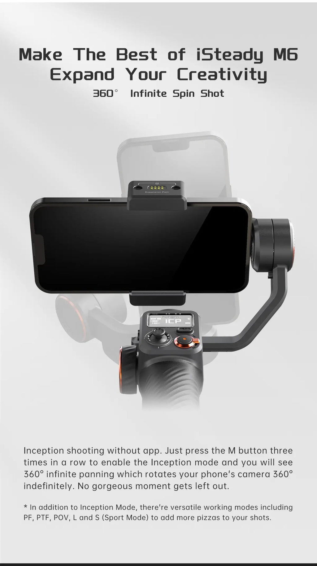 Visage de l'IA et de la lumière de remplissage de tir Vlog Stableur à trois axes