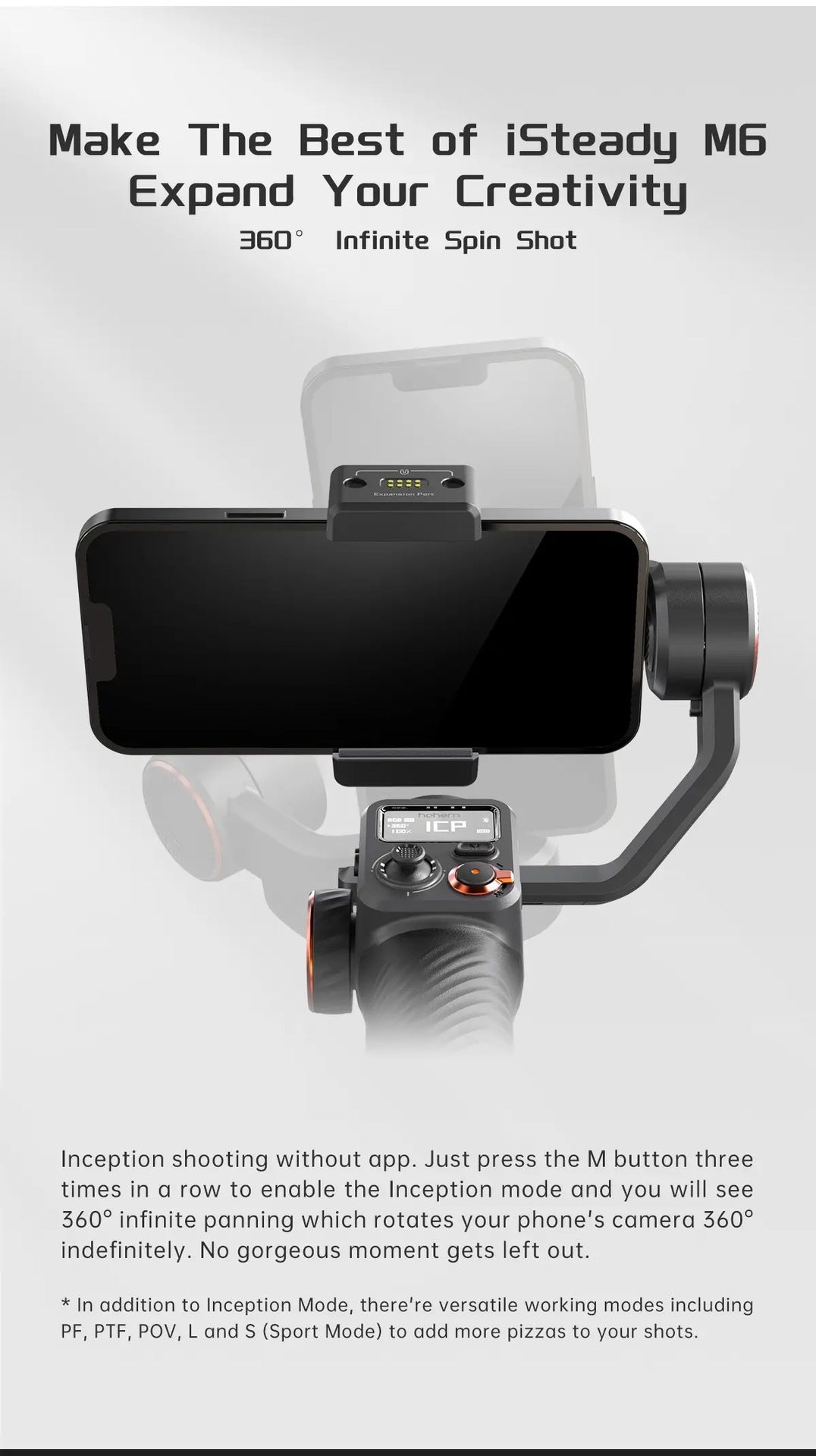 Visage de l'IA et de la lumière de remplissage de tir Vlog Stableur à trois axes