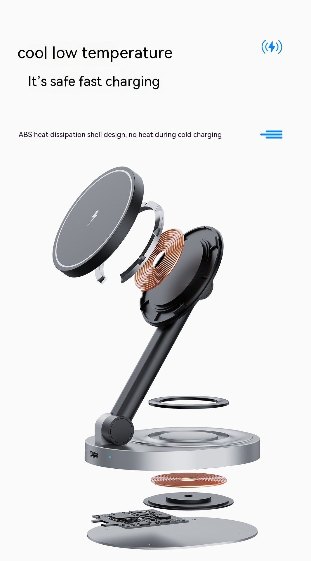 Support de chargeur magnétique sans fil pliant