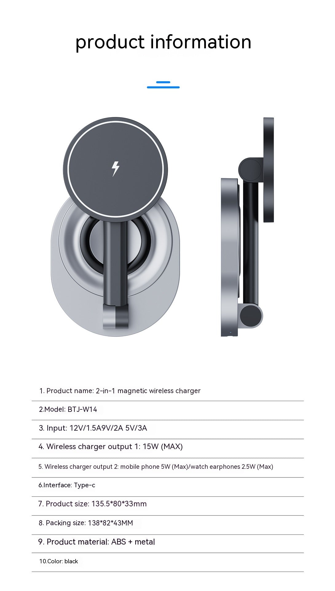Support de chargeur magnétique sans fil pliant