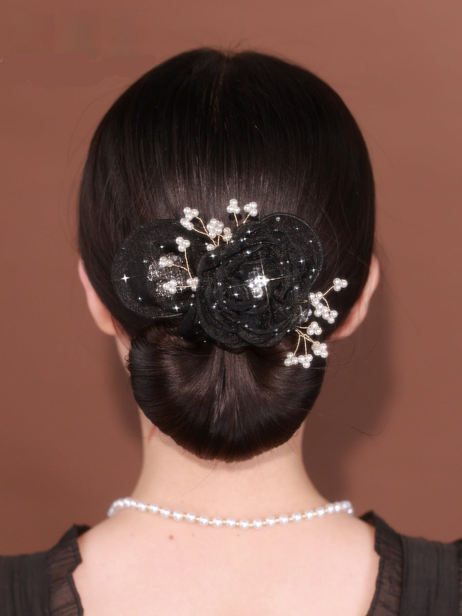 Starry Sky Flower Style Updo Topknot cheveux Clip noir Exquise coiffure