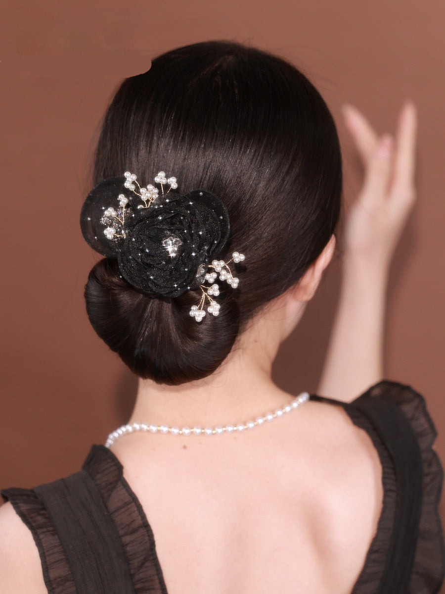 Starry Sky Flower Style Updo Topknot cheveux Clip noir Exquise coiffure