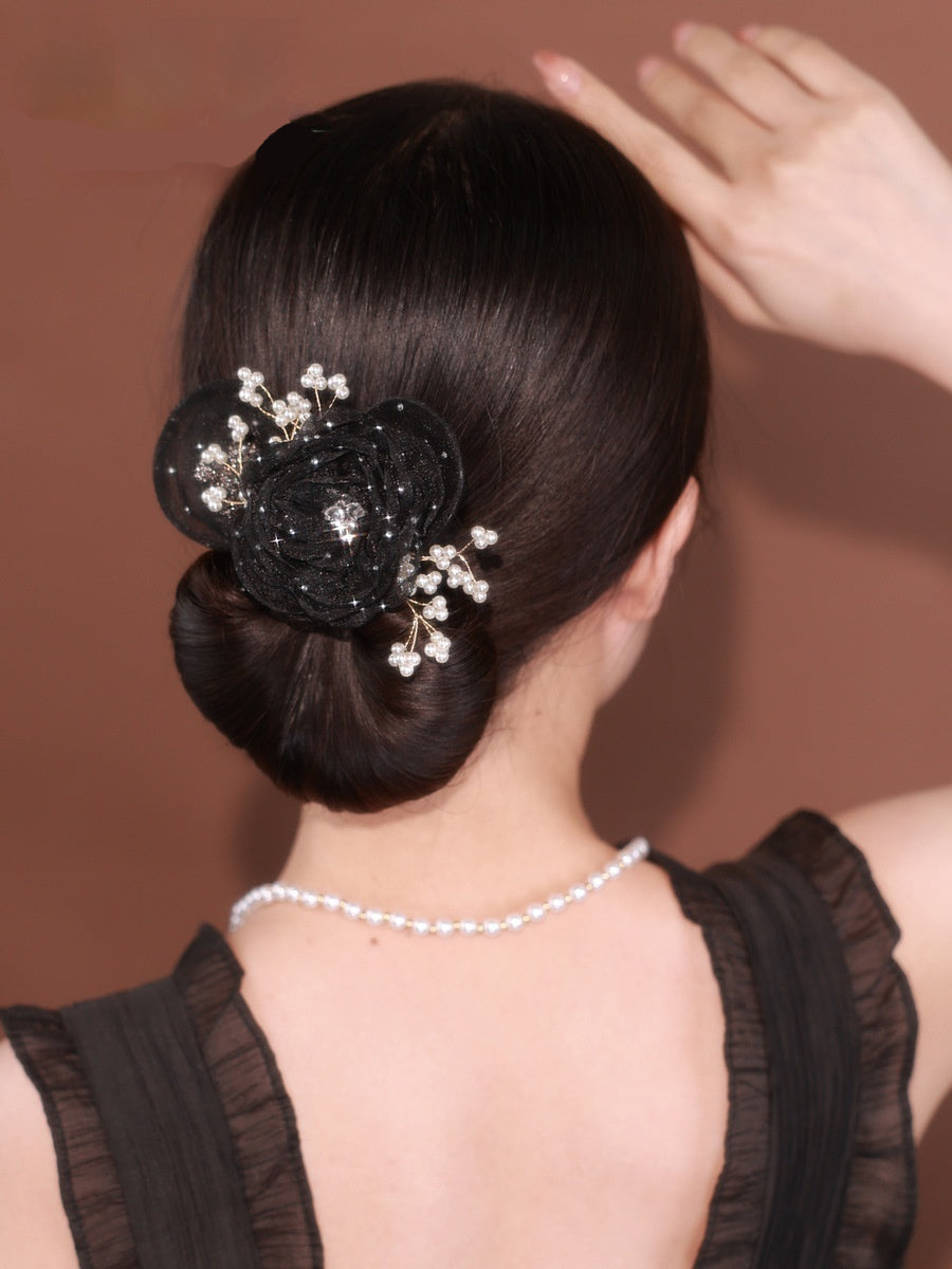 Starry Sky Flower Style Updo Topknot cheveux Clip noir Exquise coiffure
