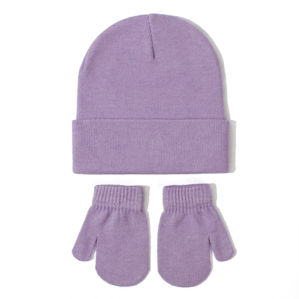 Gants de chapeau tricoté pour bébé en couleur unique