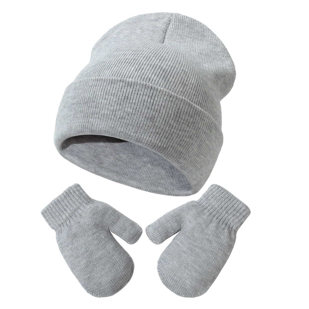 Gants de chapeau tricoté pour bébé en couleur unique