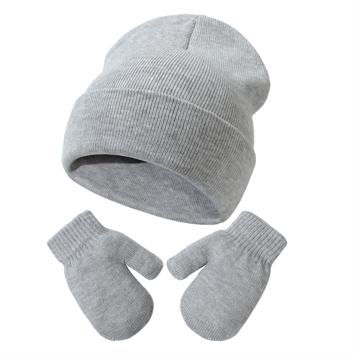 Gants de chapeau tricoté pour bébé en couleur unique