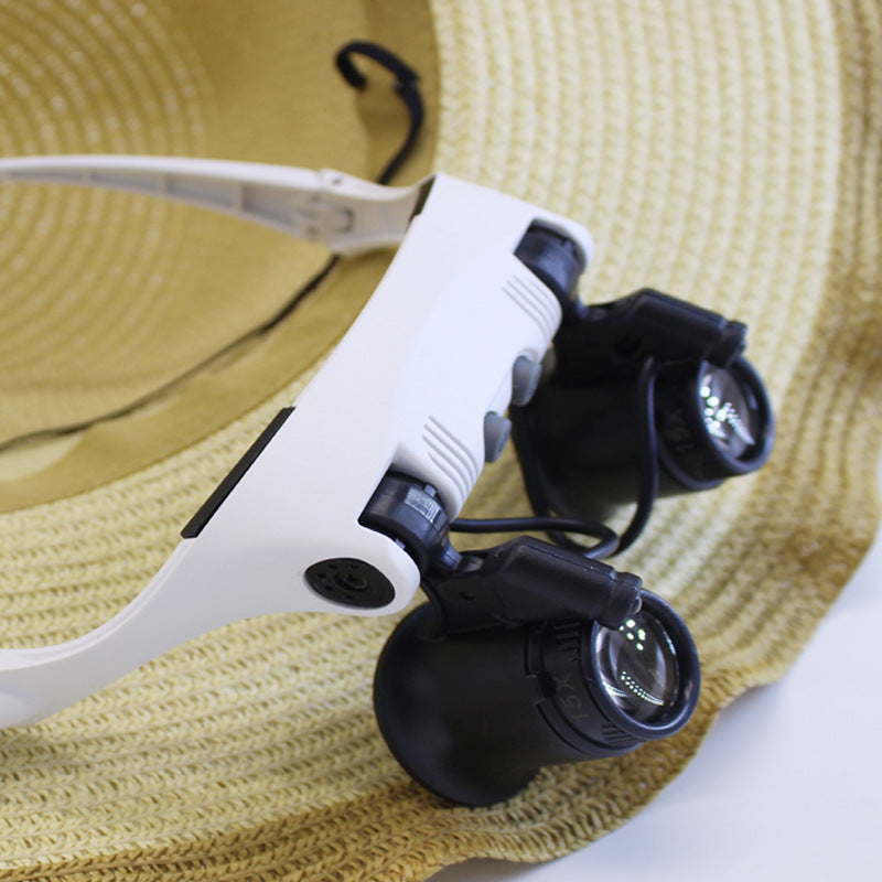 Casque grossissant lumière LED en verre