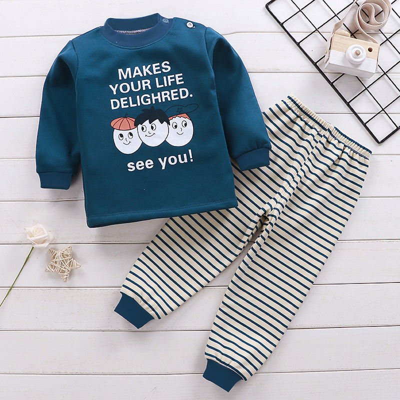Sous-vêtements thermiques pour enfants Costume en peluche Épaisseur Garçons Filles Vêtements d'automne