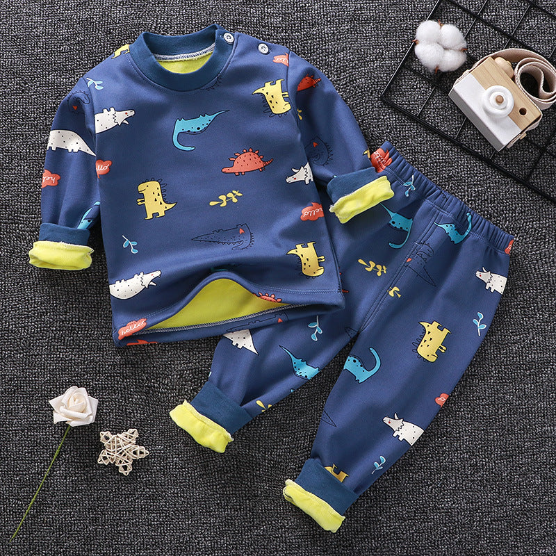 Sous-vêtements thermiques pour enfants Costume en peluche Épaisseur Garçons Filles Vêtements d'automne