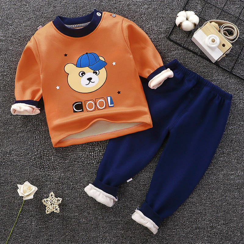 Sous-vêtements thermiques pour enfants Costume en peluche Épaisseur Garçons Filles Vêtements d'automne