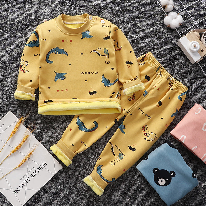 Sous-vêtements thermiques pour enfants Costume en peluche Épaisseur Garçons Filles Vêtements d'automne