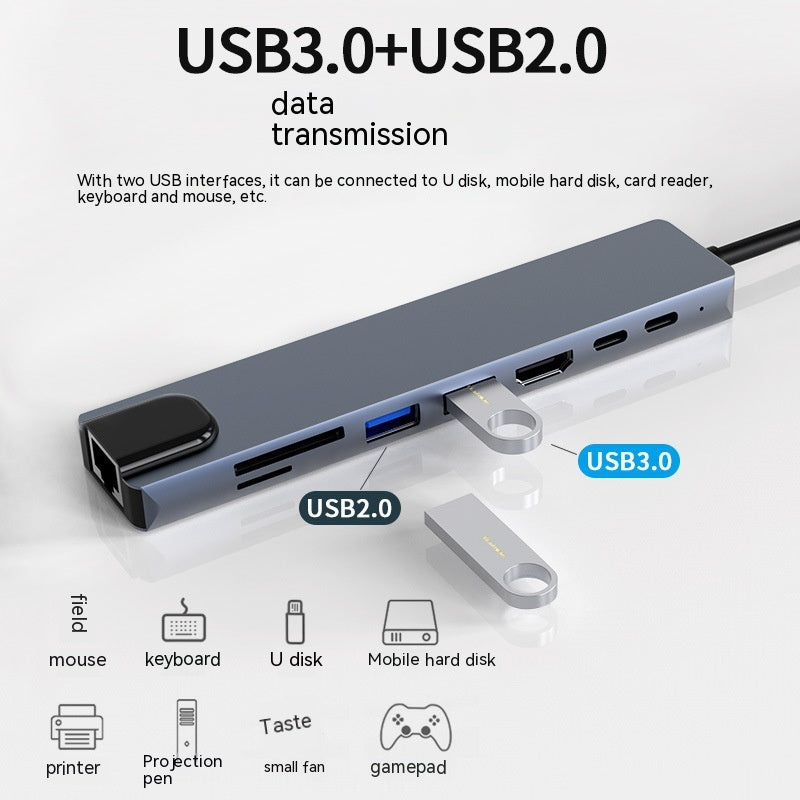 Type-c Expansion Dock 8 En 1 Hub multifonction