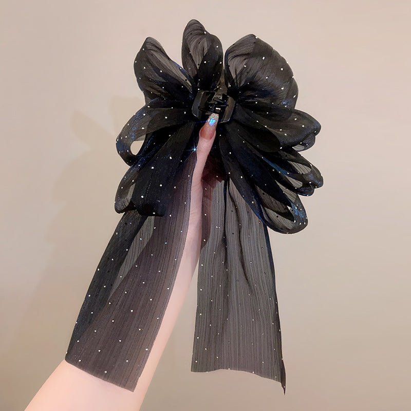 Super Fée Nuage Polka Dot Grip Bow Mesh Barrettes
