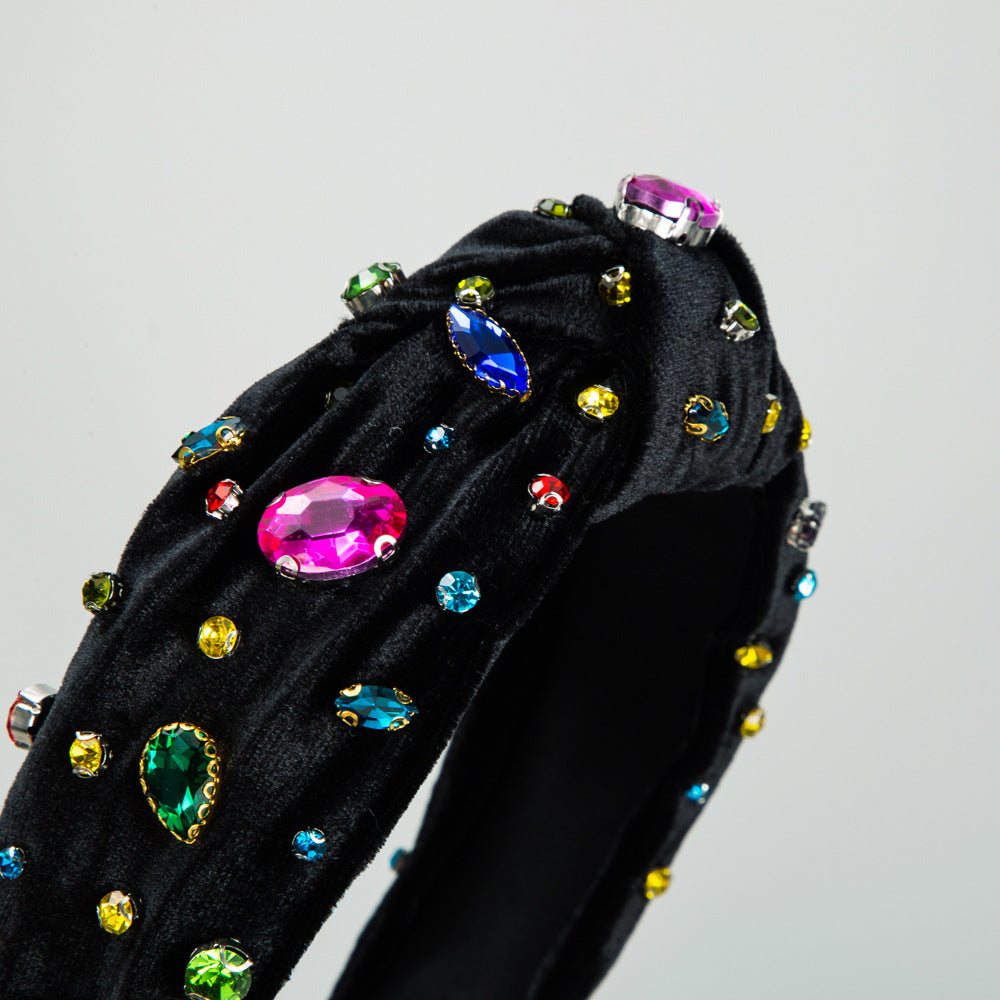 Colorful Crystals Knotted Fashion Fabric Craft Full Diamond Headband