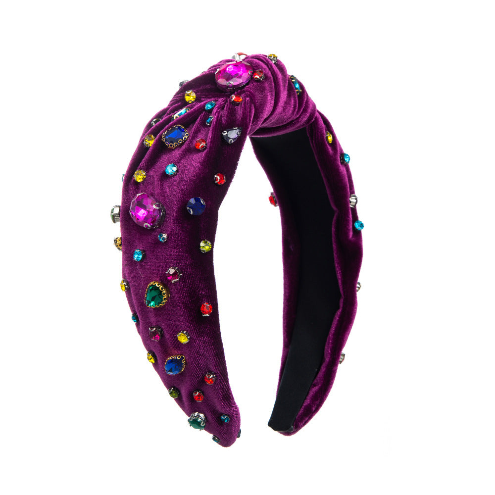 Colorful Crystals Knotted Fashion Fabric Craft Full Diamond Headband