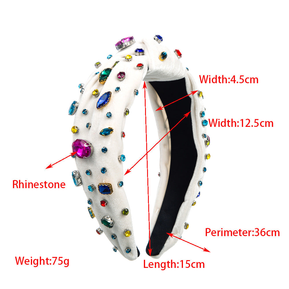 Colorful Crystals Knotted Fashion Fabric Craft Full Diamond Headband