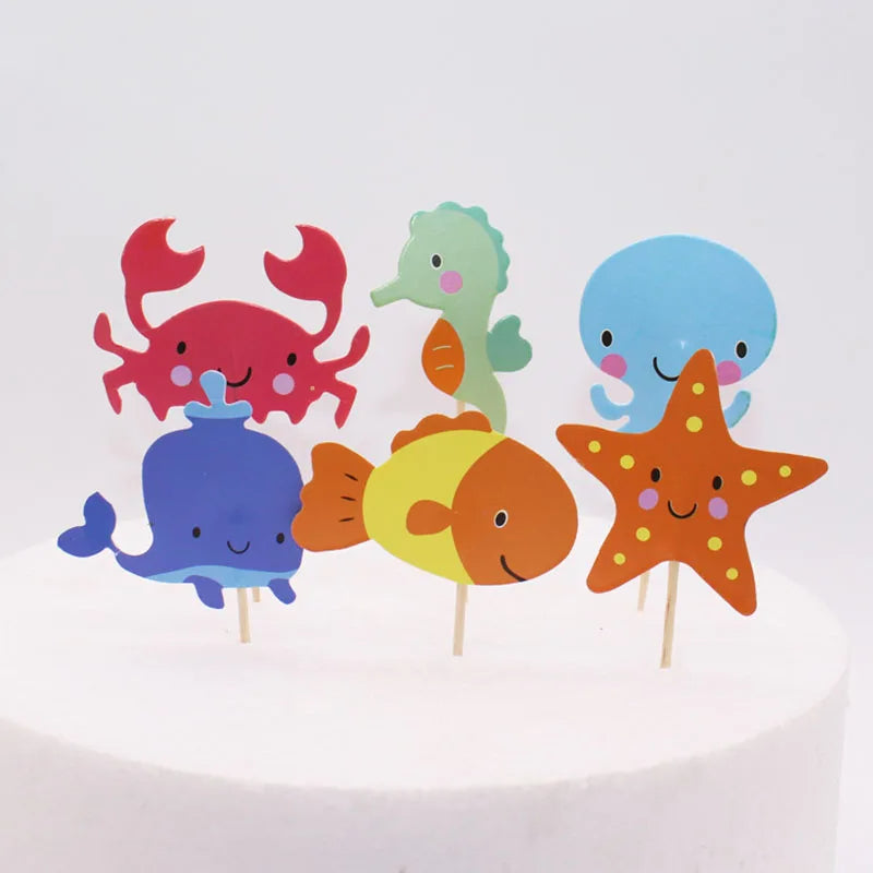Drapeau décoratif animal marin Petit crabe Starfish Inserts de croustilles enfichables 24pc B