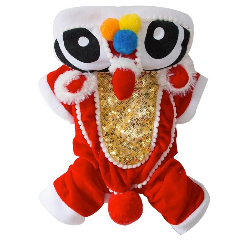 Festival de printemps Xingshi Costume pour animaux de compagnie Petite et moyenne célébration de l'année chinoise Joyous