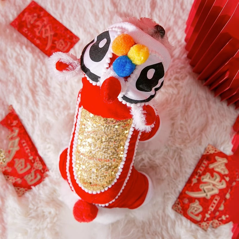 Festival de printemps Xingshi Costume pour animaux de compagnie Petite et moyenne célébration de l'année chinoise Joyous