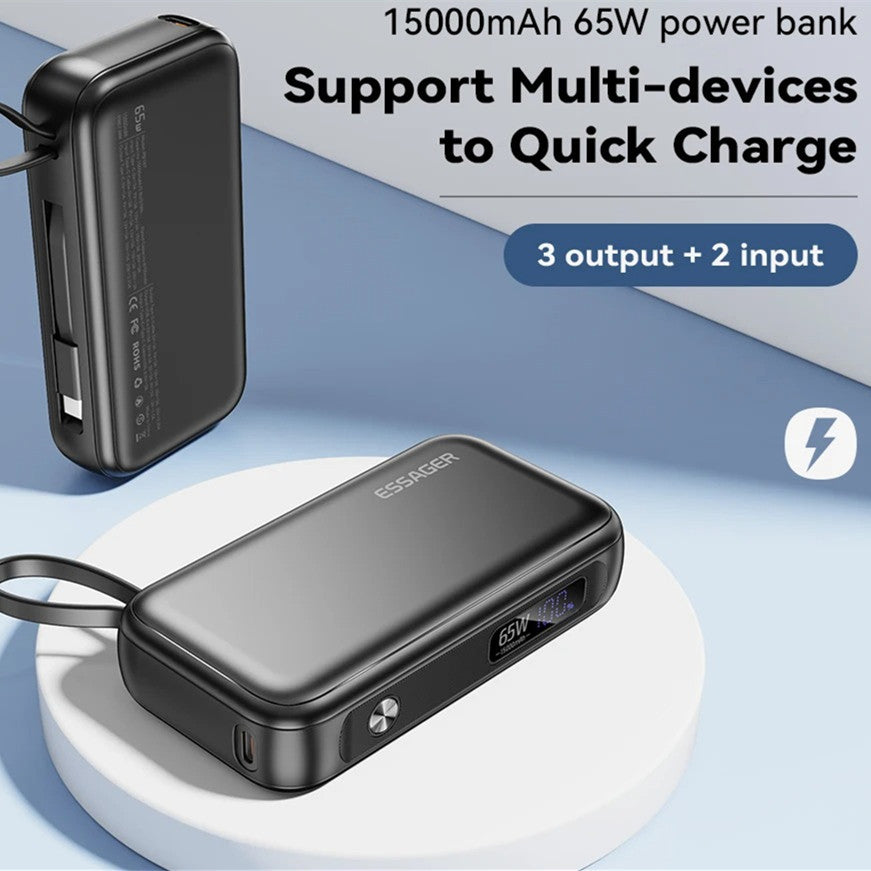 15000mAh Affichage numérique de grande capacité Alimentation mobile