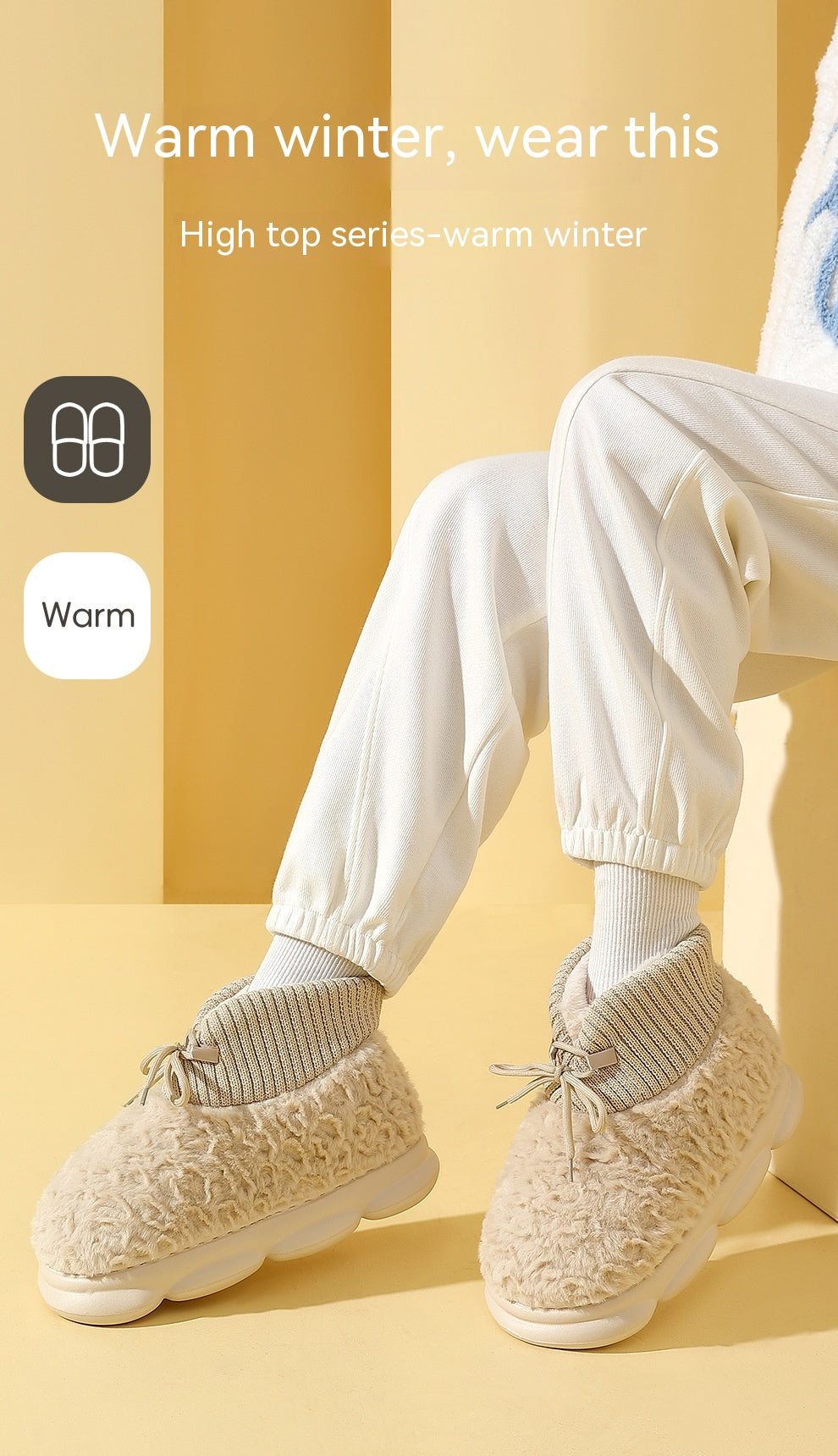 Bottes de neige Outer Wear En peluche coton rembourré Chaussures Poop Feeling Hiver Accueil Non-dérapant