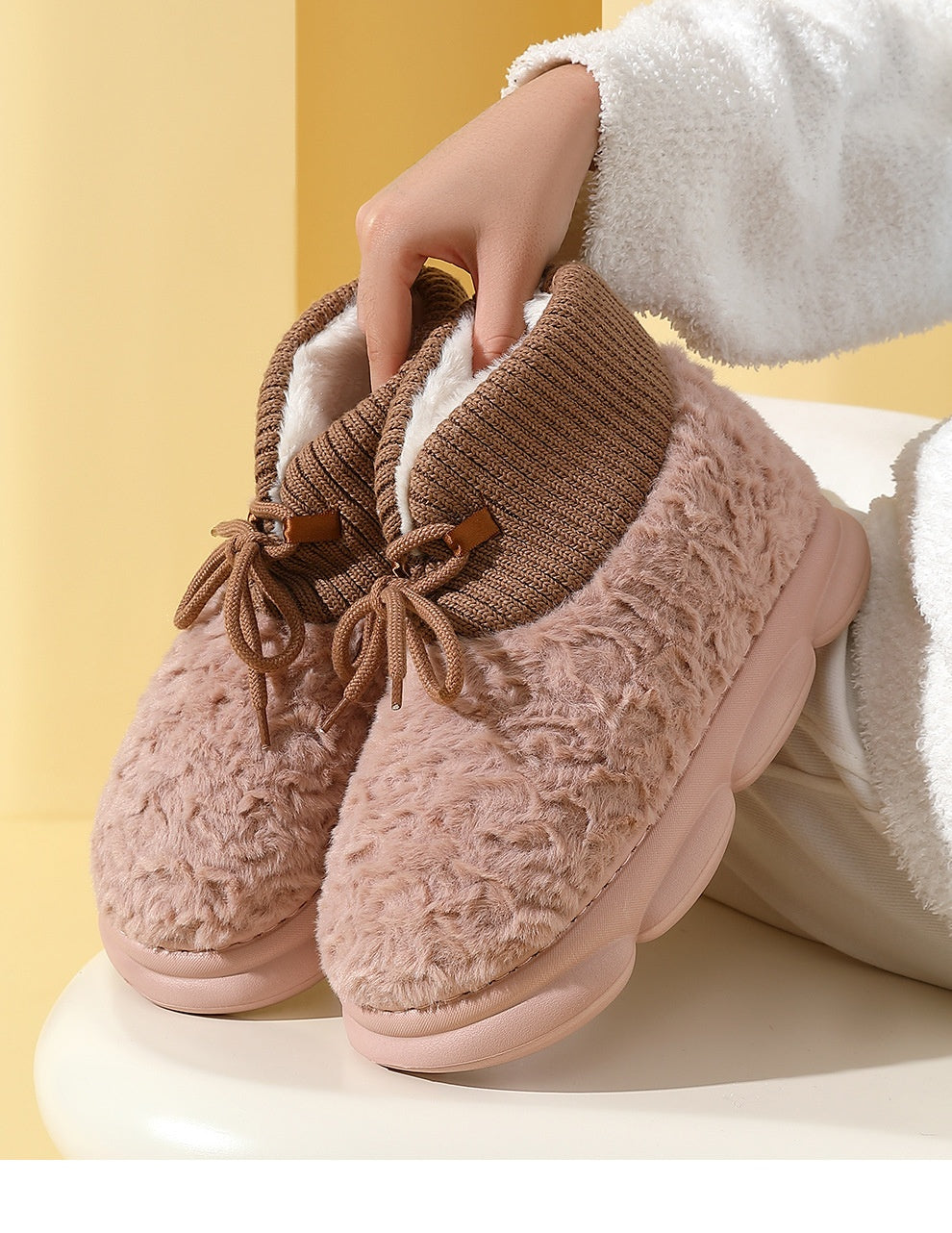 Bottes de neige Outer Wear En peluche coton rembourré Chaussures Poop Feeling Hiver Accueil Non-dérapant