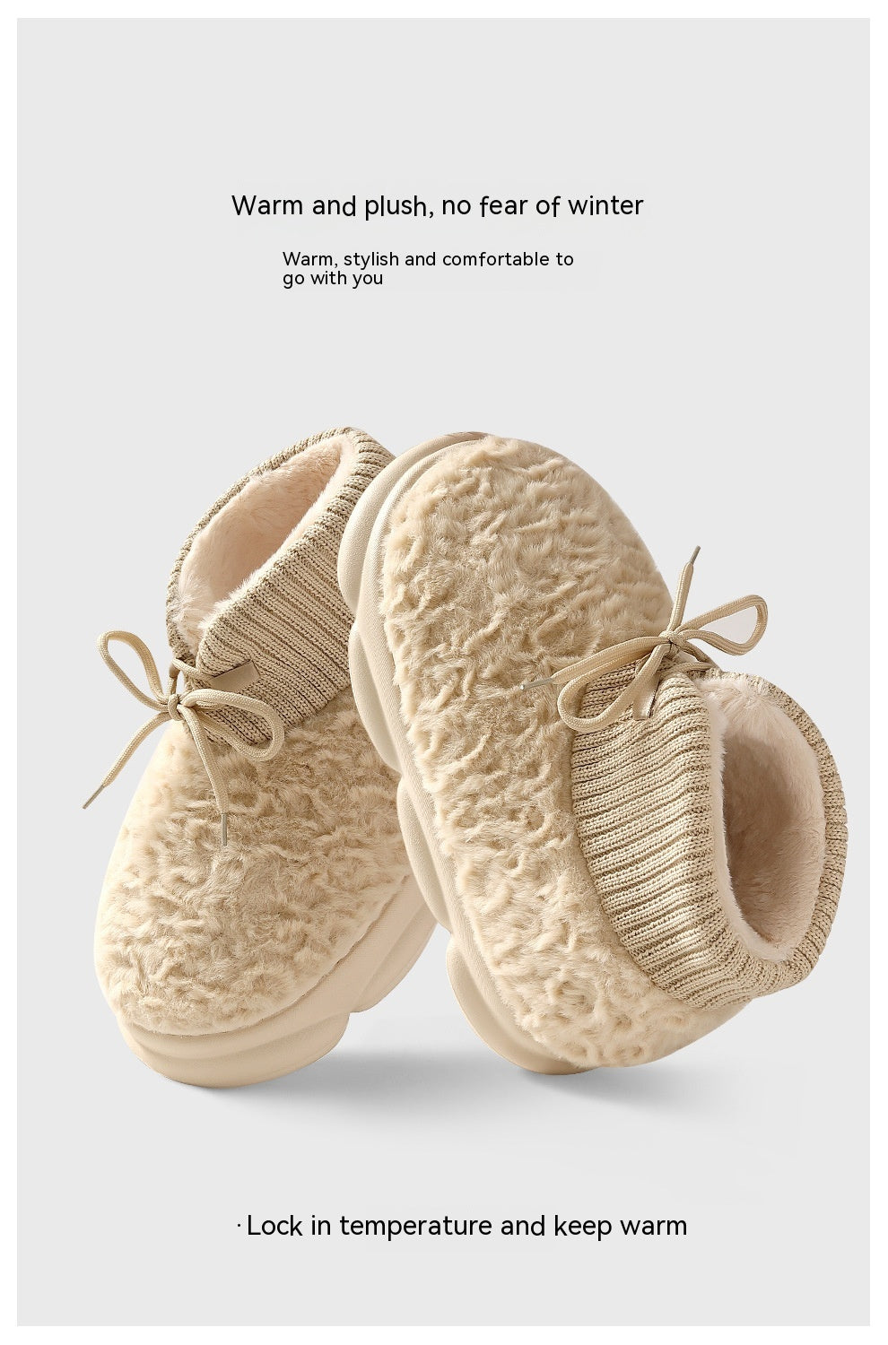 Bottes de neige Outer Wear En peluche coton rembourré Chaussures Poop Feeling Hiver Accueil Non-dérapant