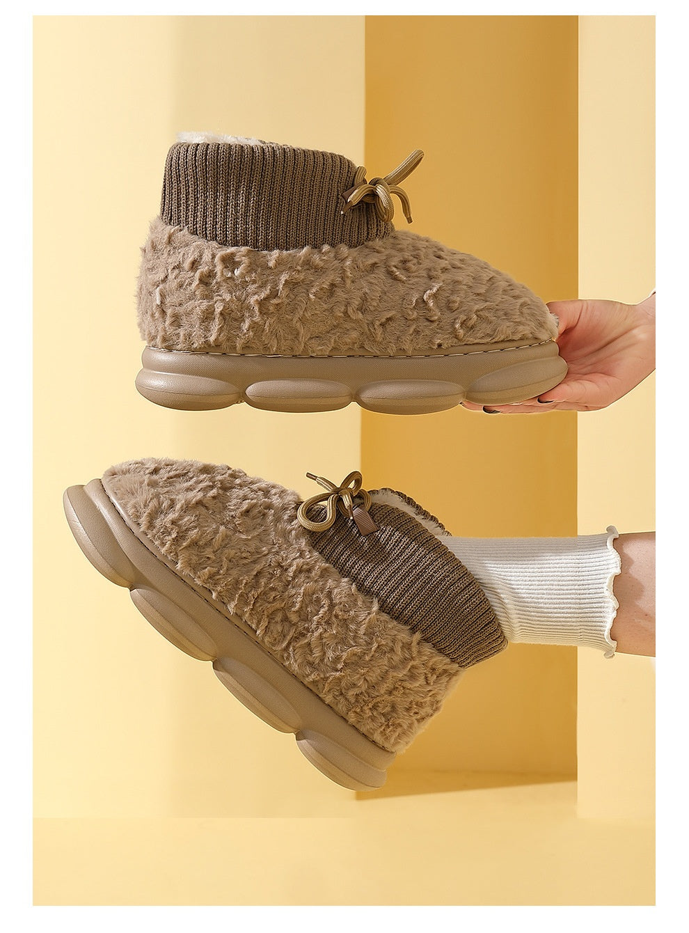 Bottes de neige Outer Wear En peluche coton rembourré Chaussures Poop Feeling Hiver Accueil Non-dérapant