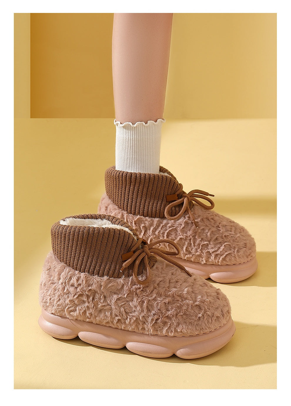 Bottes de neige Outer Wear En peluche coton rembourré Chaussures Poop Feeling Hiver Accueil Non-dérapant