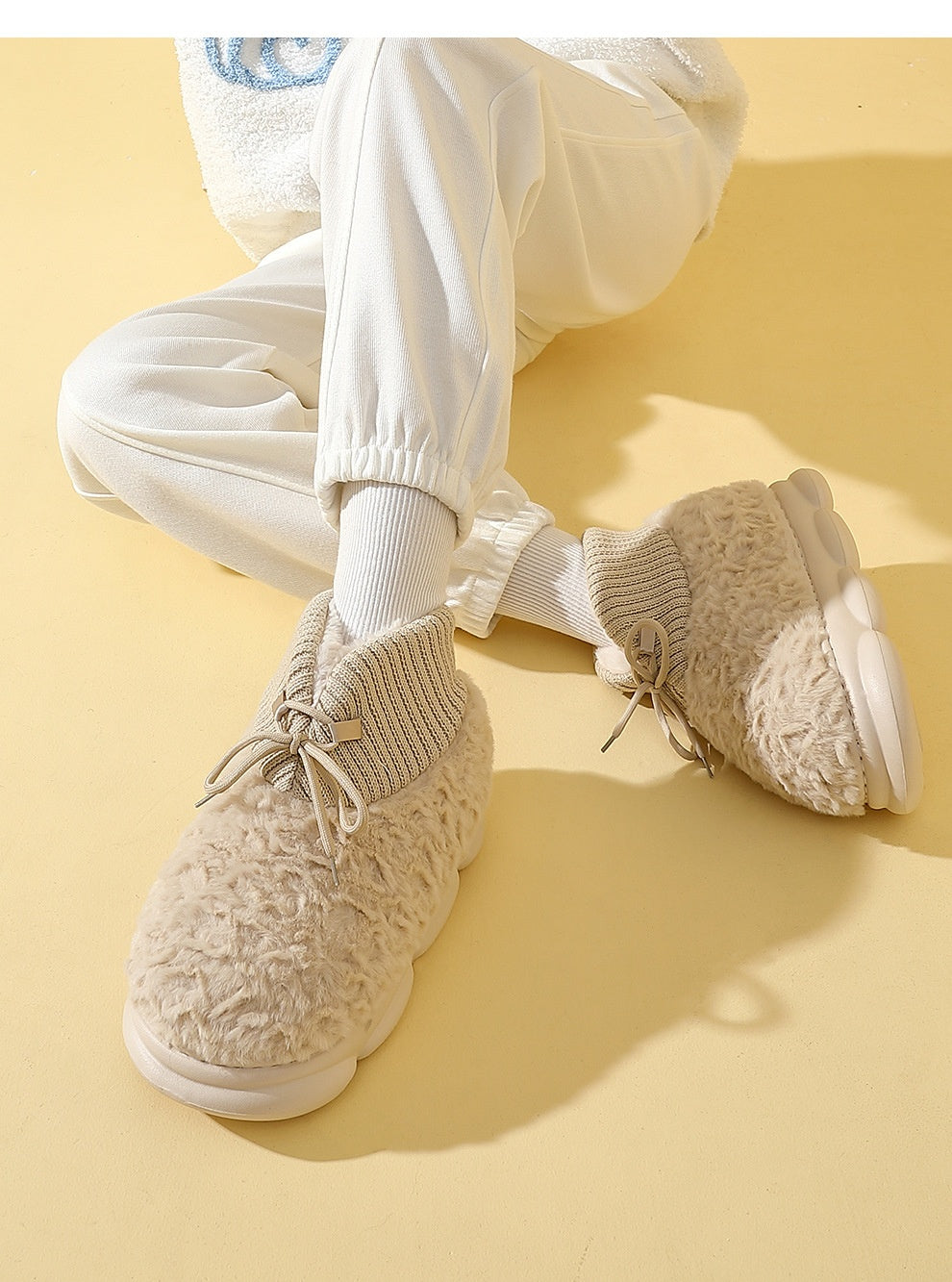 Bottes de neige Outer Wear En peluche coton rembourré Chaussures Poop Feeling Hiver Accueil Non-dérapant