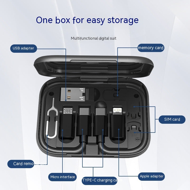 Câble de données multifonctions Boîte de stockage numérique Miroir de charge Porte-téléphone mobile caché