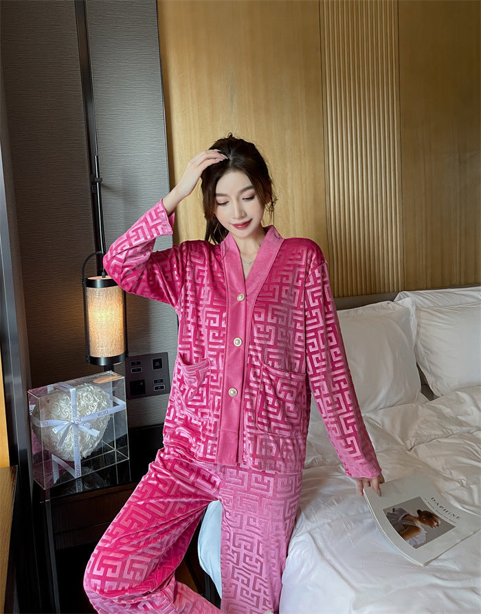 Costume de pyjama pour femmes en velours doré