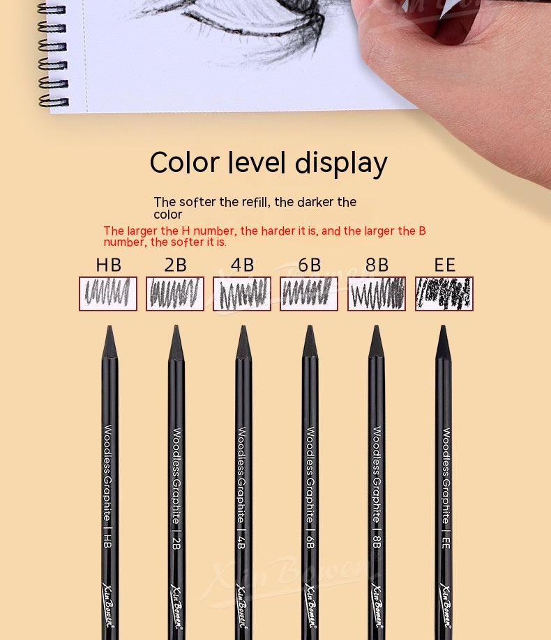 Crayon de croquis en graphite sans bois 6 PC Costume pour art