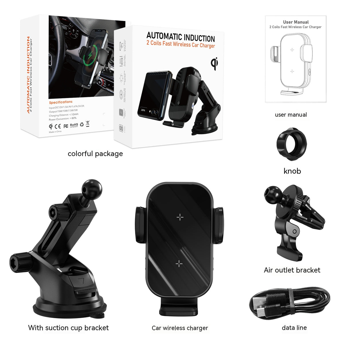 Chargeur sans fil de voiture pliant téléphone mobile