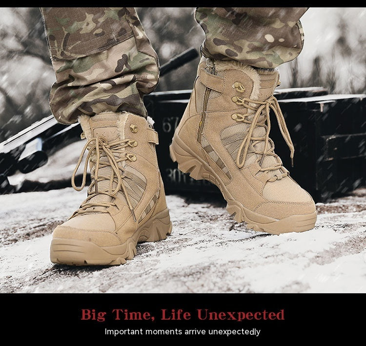 Exportation d'hommes Camping d'hiver Combat militaire bordé de polaire neige chaude Bottes d'escalade extérieure