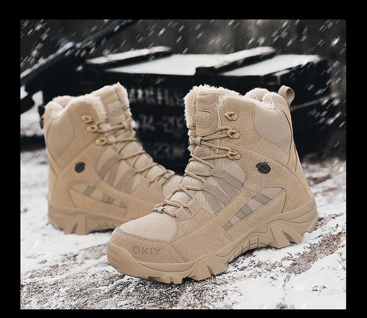 Exportation d'hommes Camping d'hiver Combat militaire bordé de polaire neige chaude Bottes d'escalade extérieure