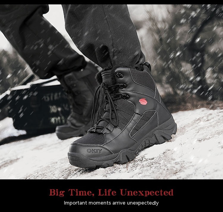 Exportation d'hommes Camping d'hiver Combat militaire bordé de polaire neige chaude Bottes d'escalade extérieure