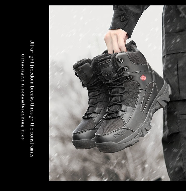 Exportation d'hommes Camping d'hiver Combat militaire bordé de polaire neige chaude Bottes d'escalade extérieure