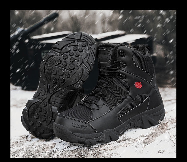Exportation d'hommes Camping d'hiver Combat militaire bordé de polaire neige chaude Bottes d'escalade extérieure