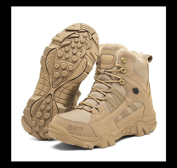 Exportation d'hommes Camping d'hiver Combat militaire bordé de polaire neige chaude Bottes d'escalade extérieure