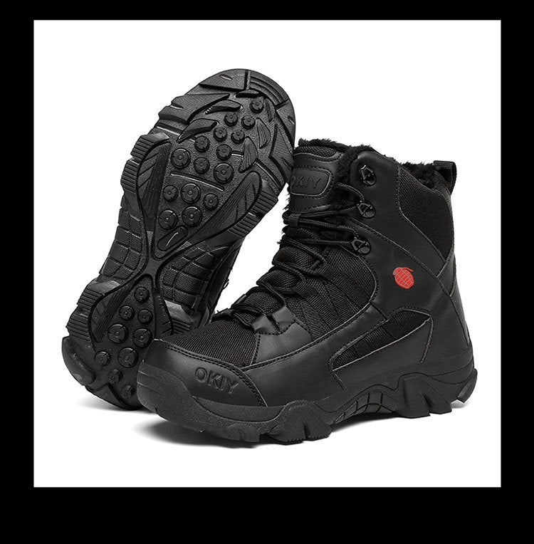 Exportation d'hommes Camping d'hiver Combat militaire bordé de polaire neige chaude Bottes d'escalade extérieure