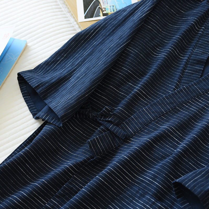 Coton Jacquard rayé Kimono costume printemps et automne mince coton vêtement