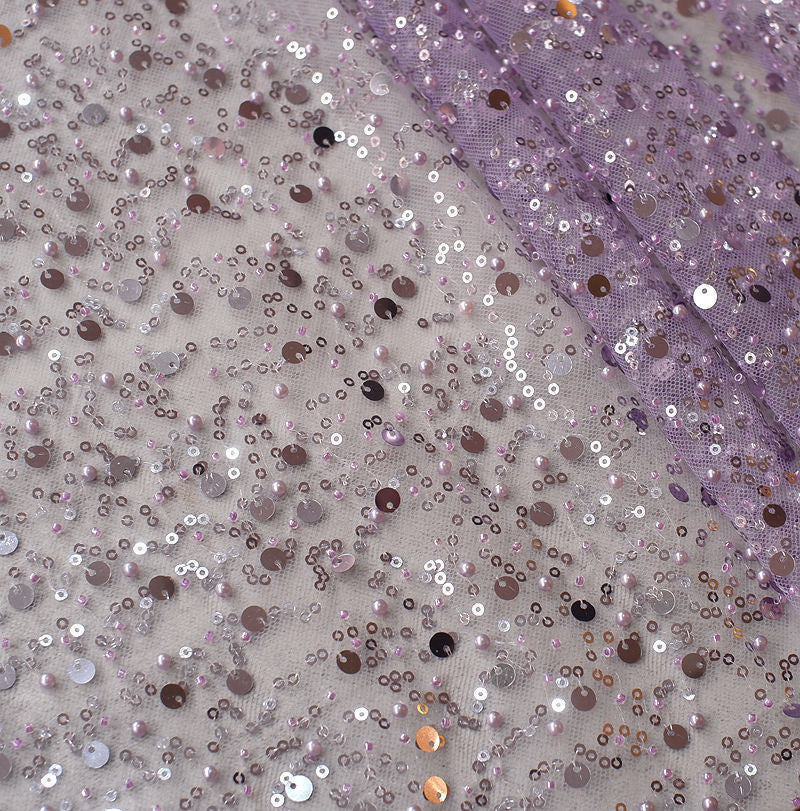 Robe asymétrique à manches simples pour broderie en perles pailletées