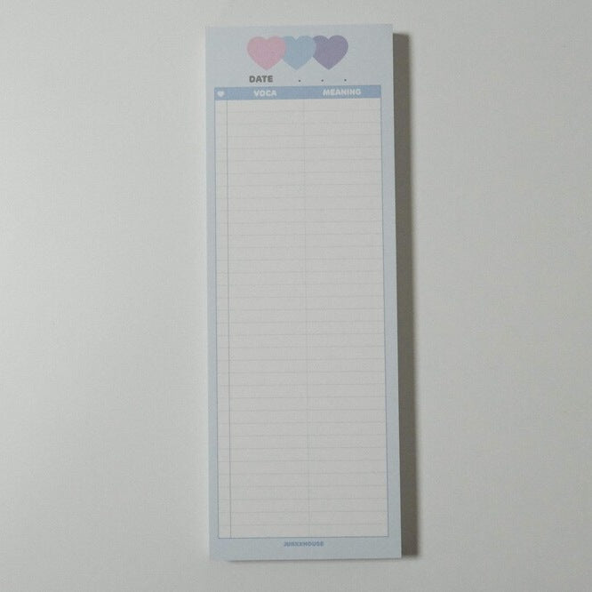 Notepad Mignon Vertical Impression double face Papier d'apprentissage Mots anglais Note Paper