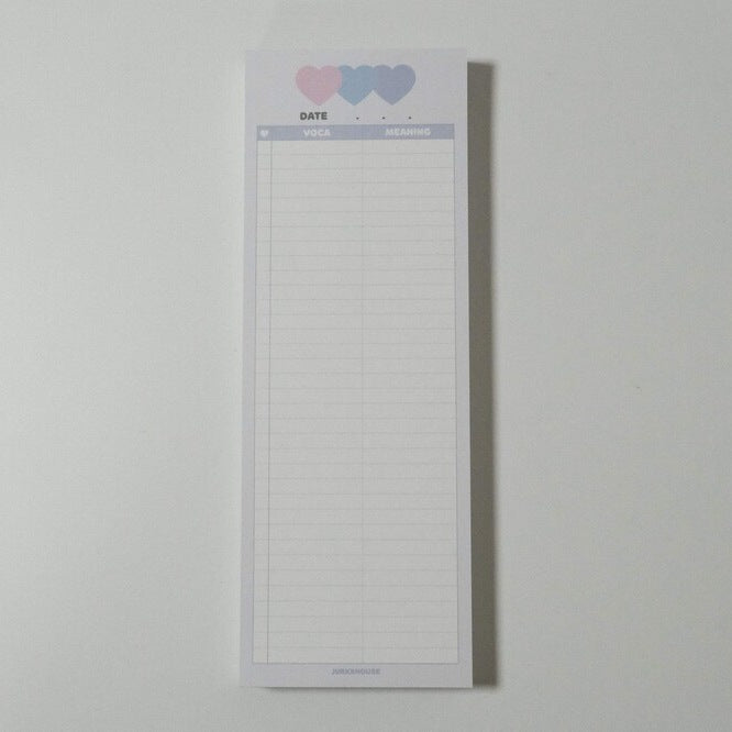 Notepad Mignon Vertical Impression double face Papier d'apprentissage Mots anglais Note Paper
