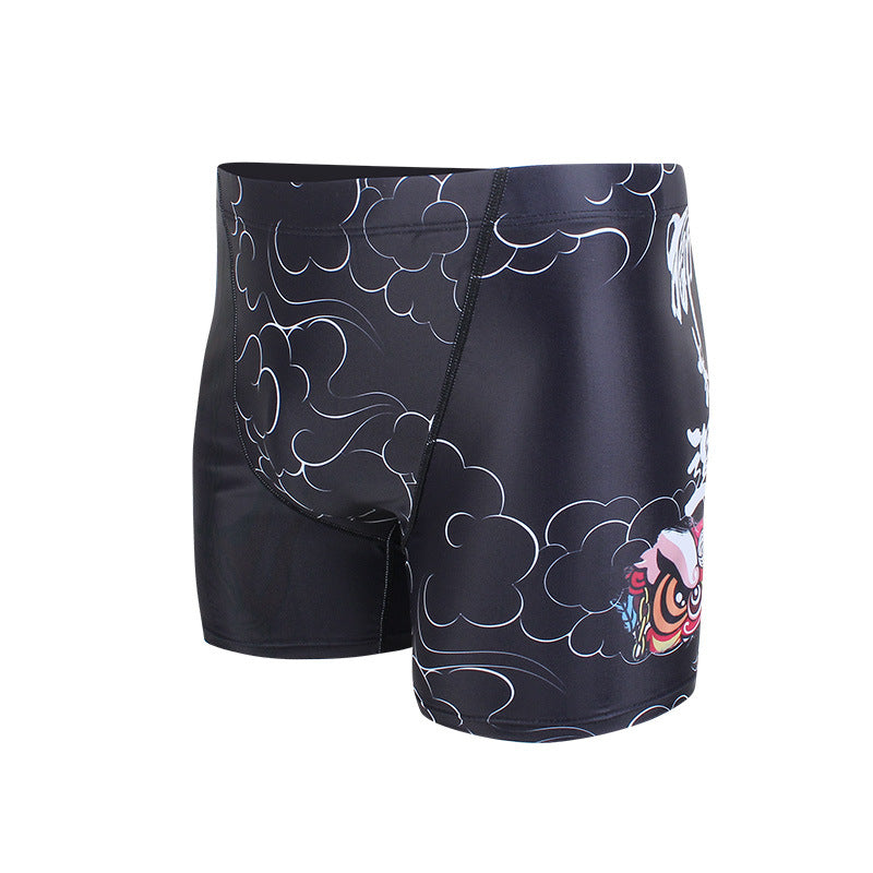 National Style Lion Série Cool Black Trunks de natation pour hommes
